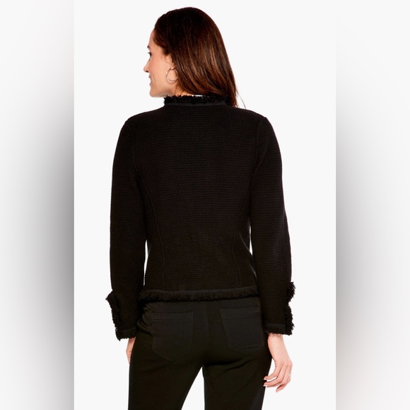NIC + ZOE Black FRINGE MIX KNIT JACKET Size Large NWT - Picture 8 of 16